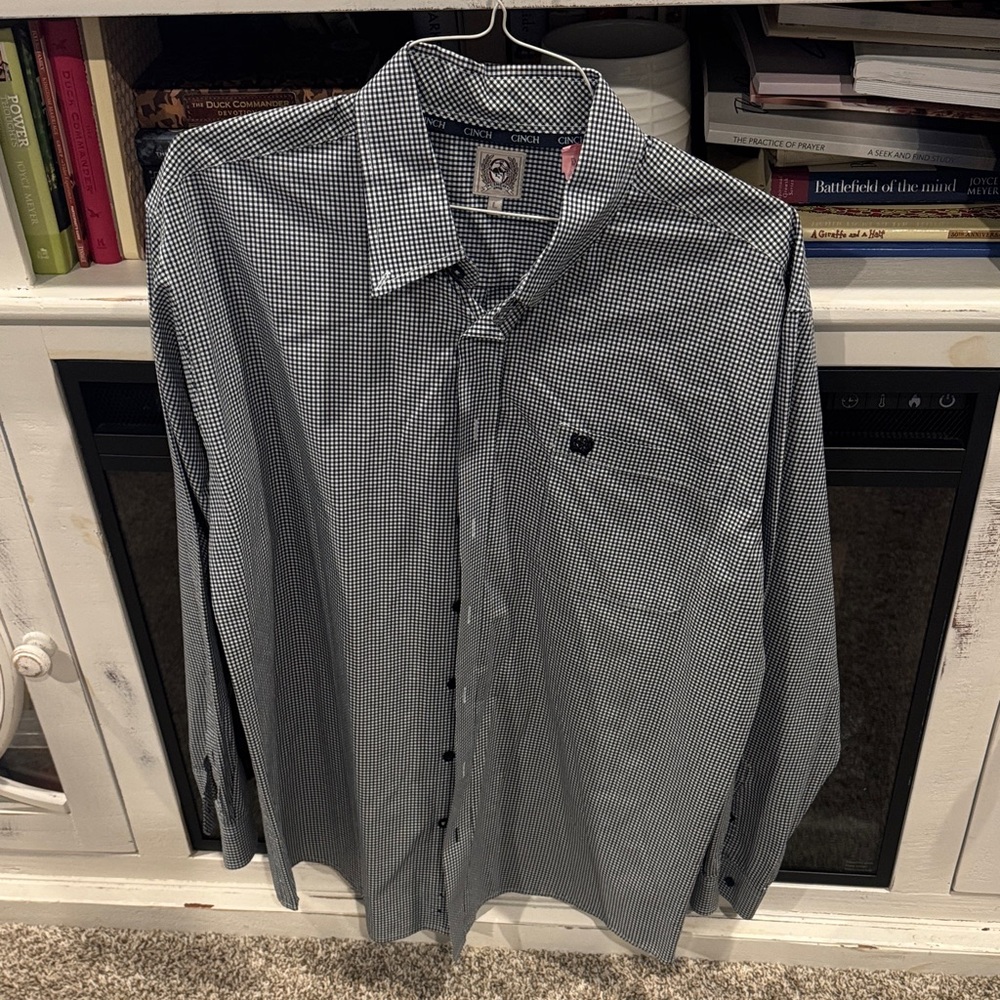 Cinch Men's Black & White Checkered Button Down Shirt